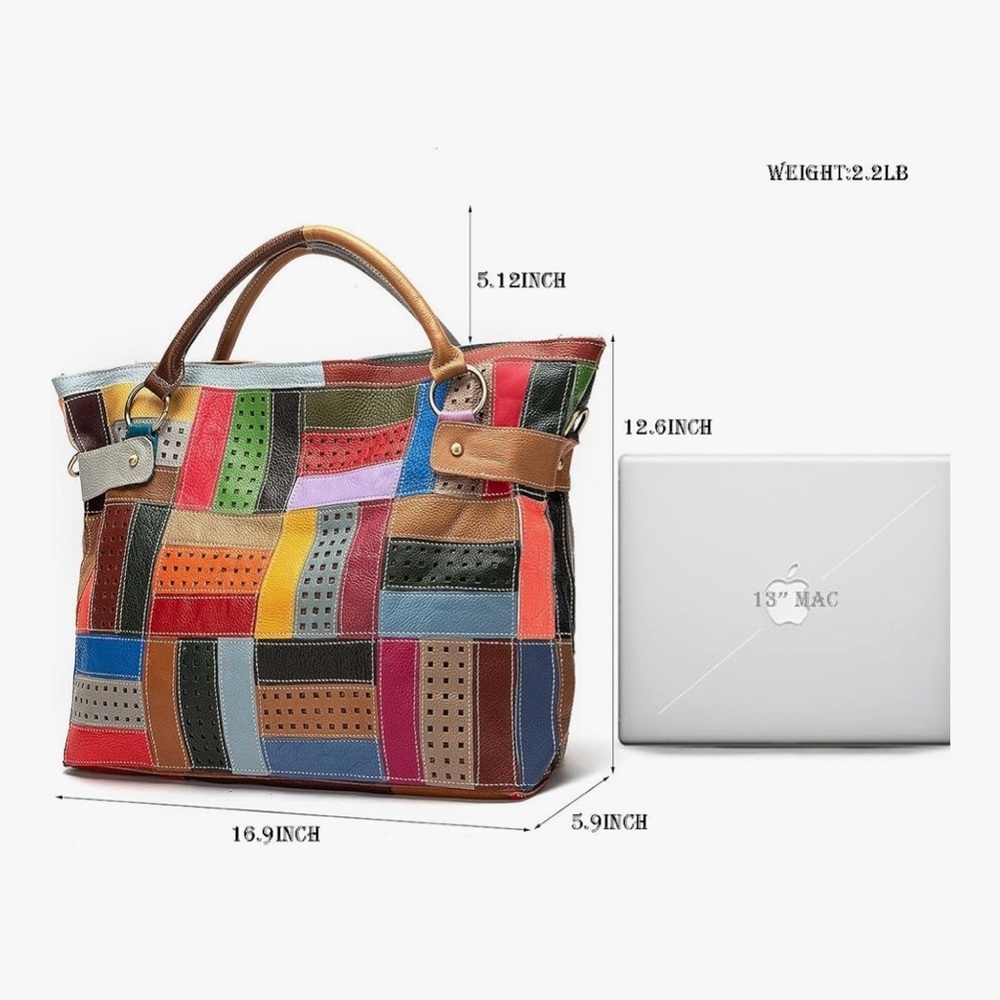 Colorful Patchwork Tote Bag - Picture 3 of 14